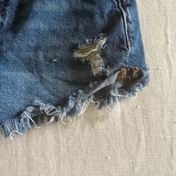 Free People | Blue Distressed Jean Shorts | Size 25 - Picture 3 of 5